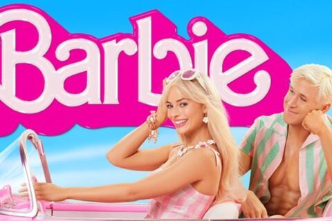 Barbie – all pink but the script is a little blue